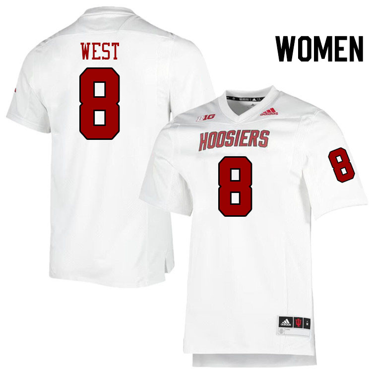 Women #8 CJ West Indiana Hoosiers College Football Jerseys Stitched-Retro White